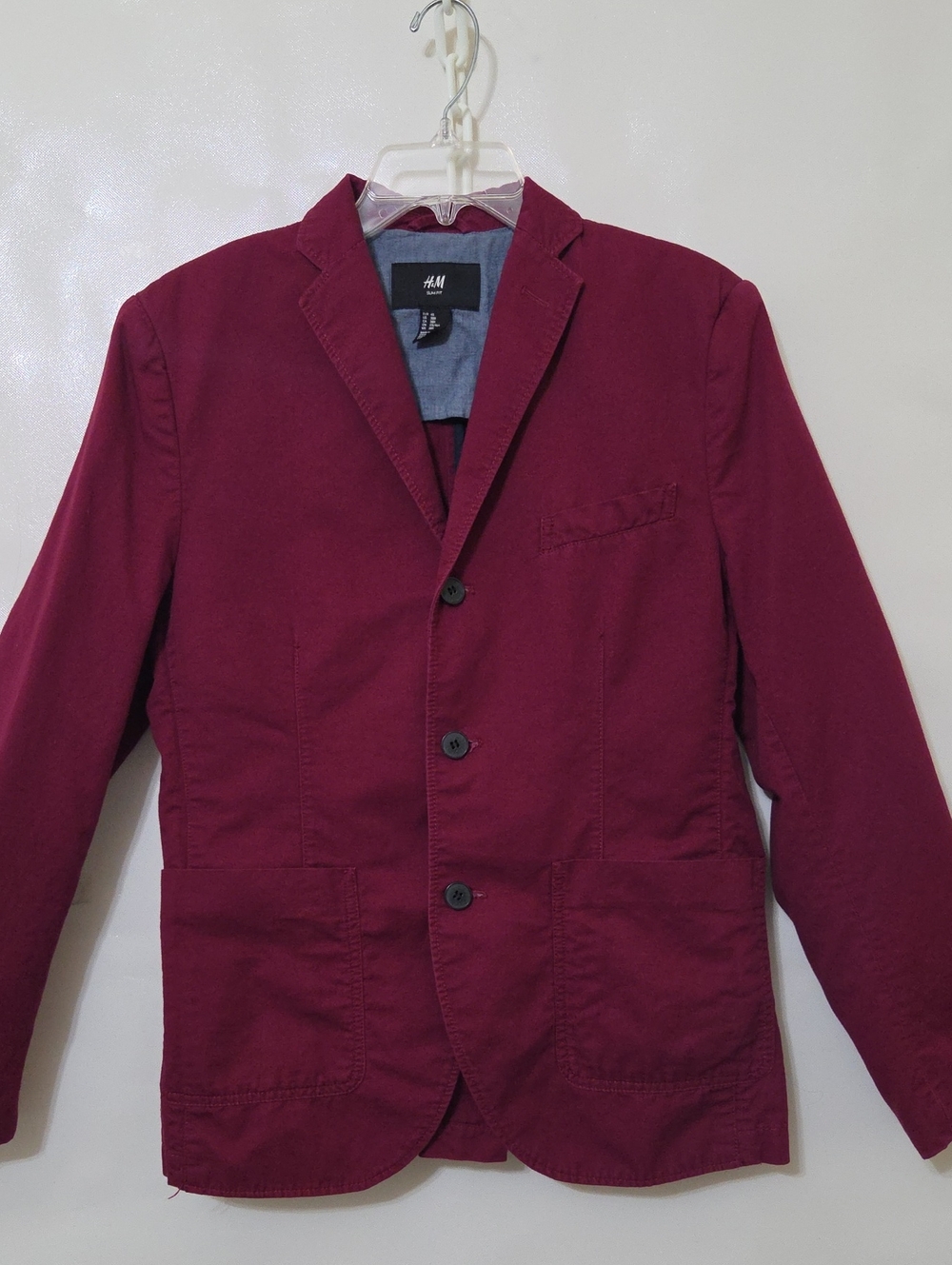 H&M Men's Burgundy Cotton/Linen Blend Sport Coat‎ Blazer Jacket - Size 38R